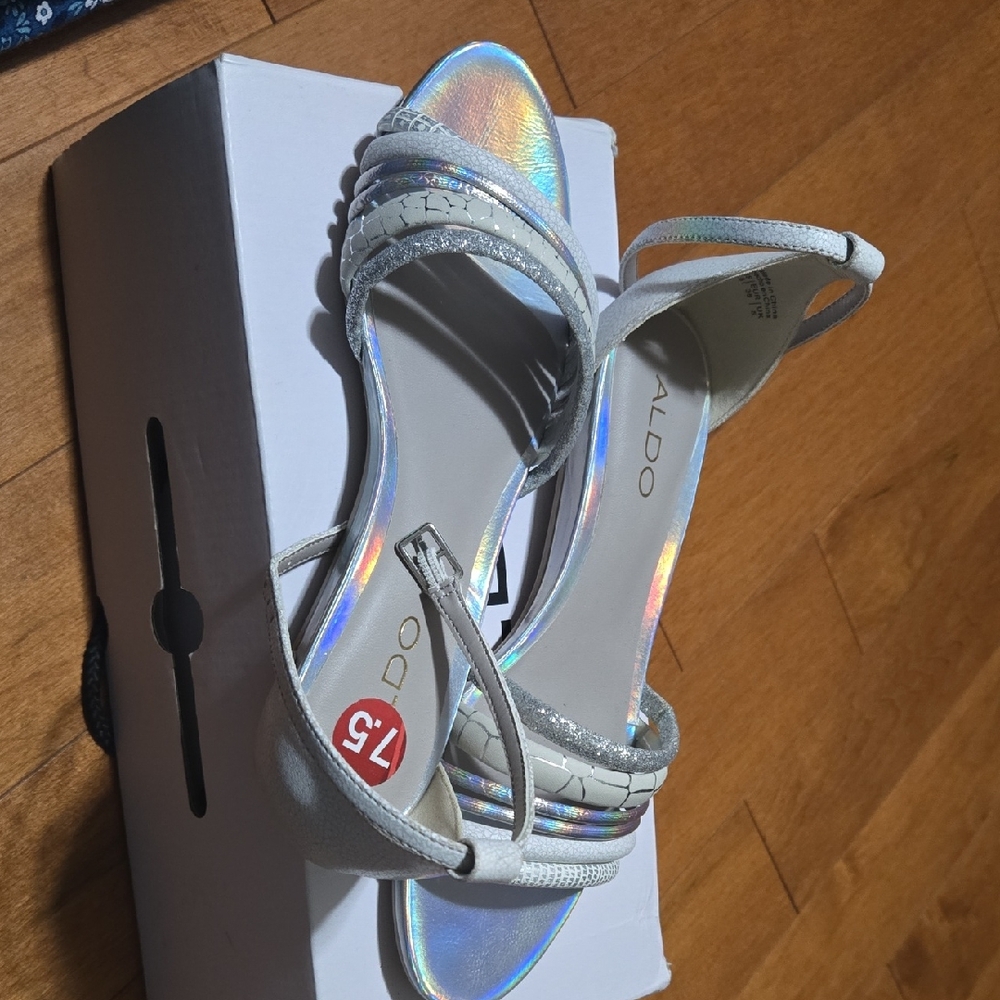 Aldo Iridescent Silver Sandals